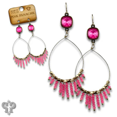 Teardrop Beaded Pink Earrings