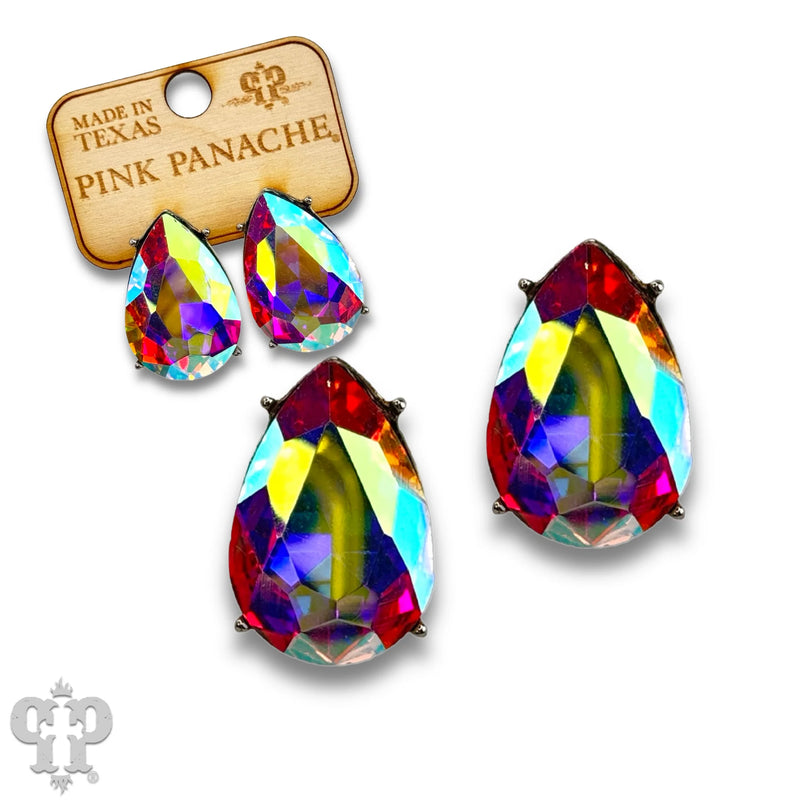 Teardrop Stud Earrings - AB