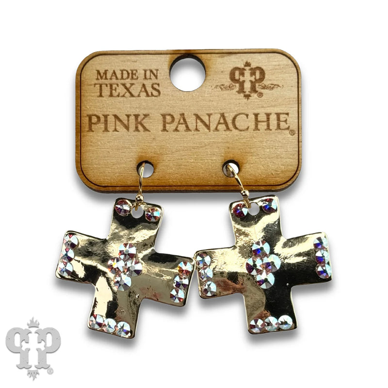 Beth Shiny Cross Earrings - Gold