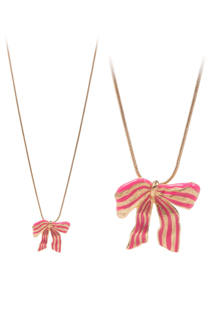 Pink Bow Necklace