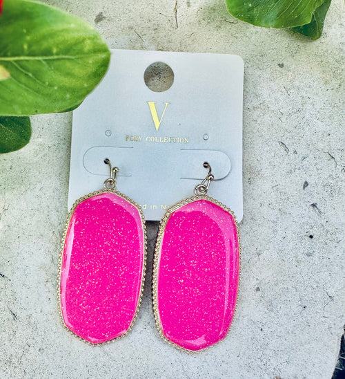 Glittered Pink Earrings Rockin The Lace Boutique