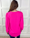 Jami Ballon Sleeve Top - Pink Rockin The Lace Boutique