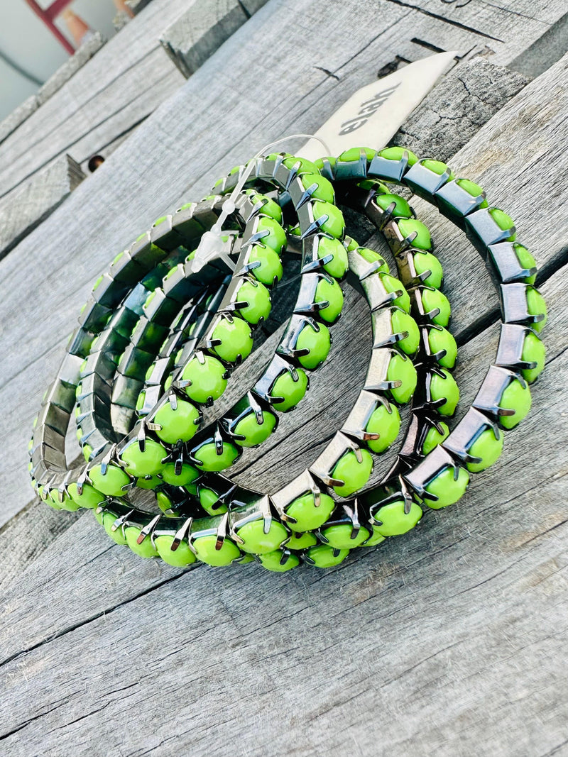 Lime Green Bracelet Set Rockin The Lace Boutique