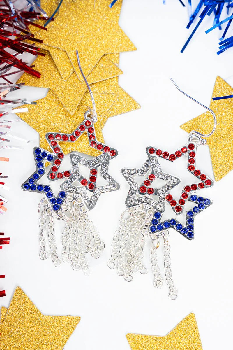 Red White & Blue Star Earrings