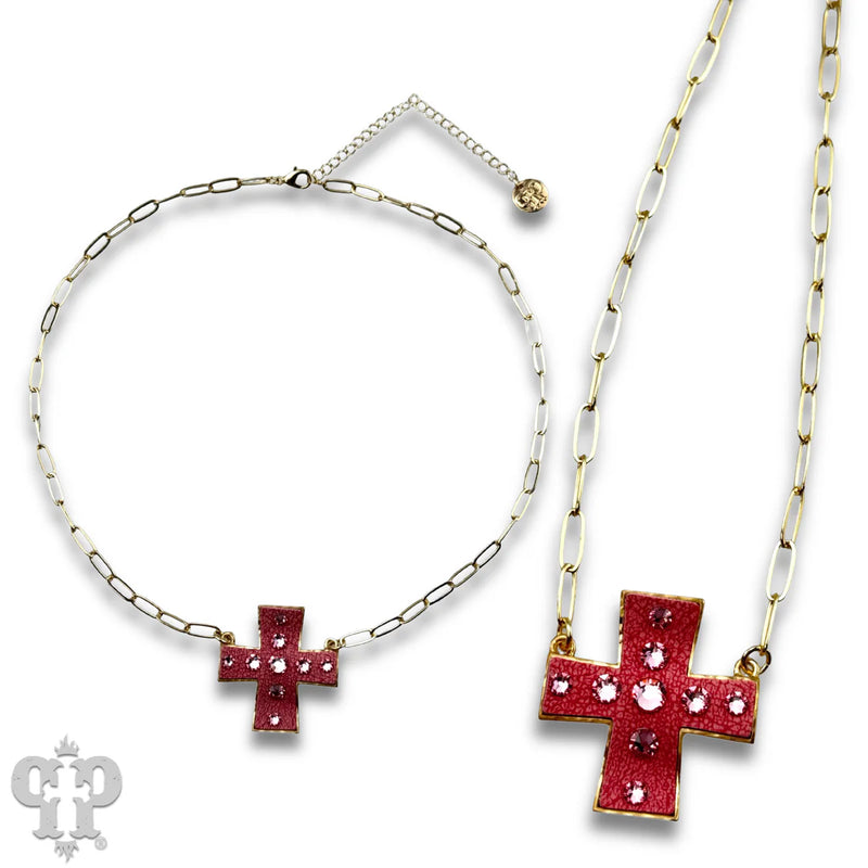Pink Cross Necklace
