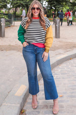 Nikki Striped Colorblock Sweater Rockin The Lace Boutique