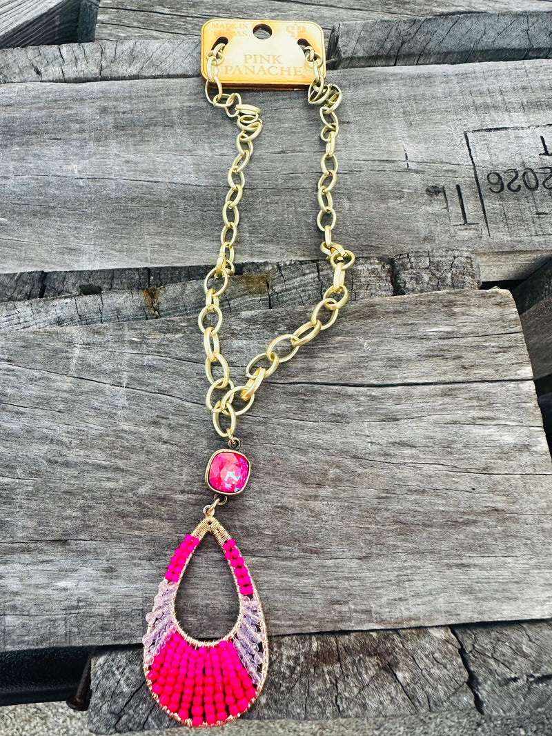 Pink Barbie Beaded Necklace - Pink Panache Rockin The Lace Boutique