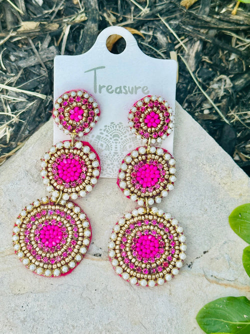 Pink Beaded Earrings Rockin The Lace Boutique