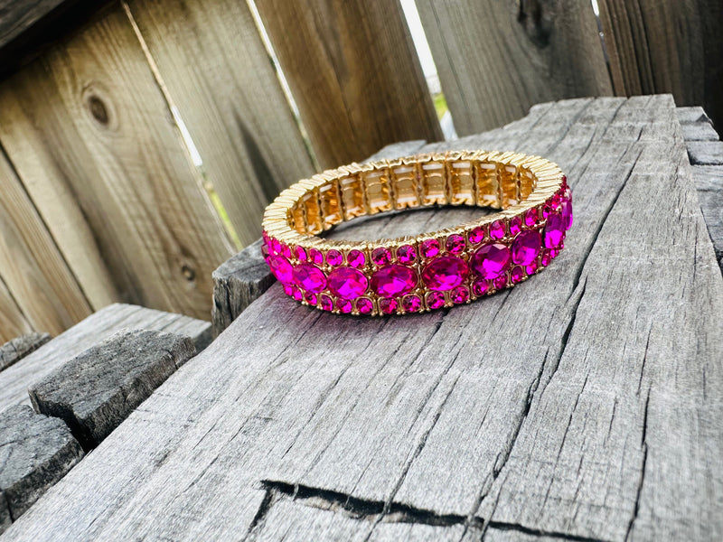 Pink Rhinestone Bracelet Rockin The Lace Boutique