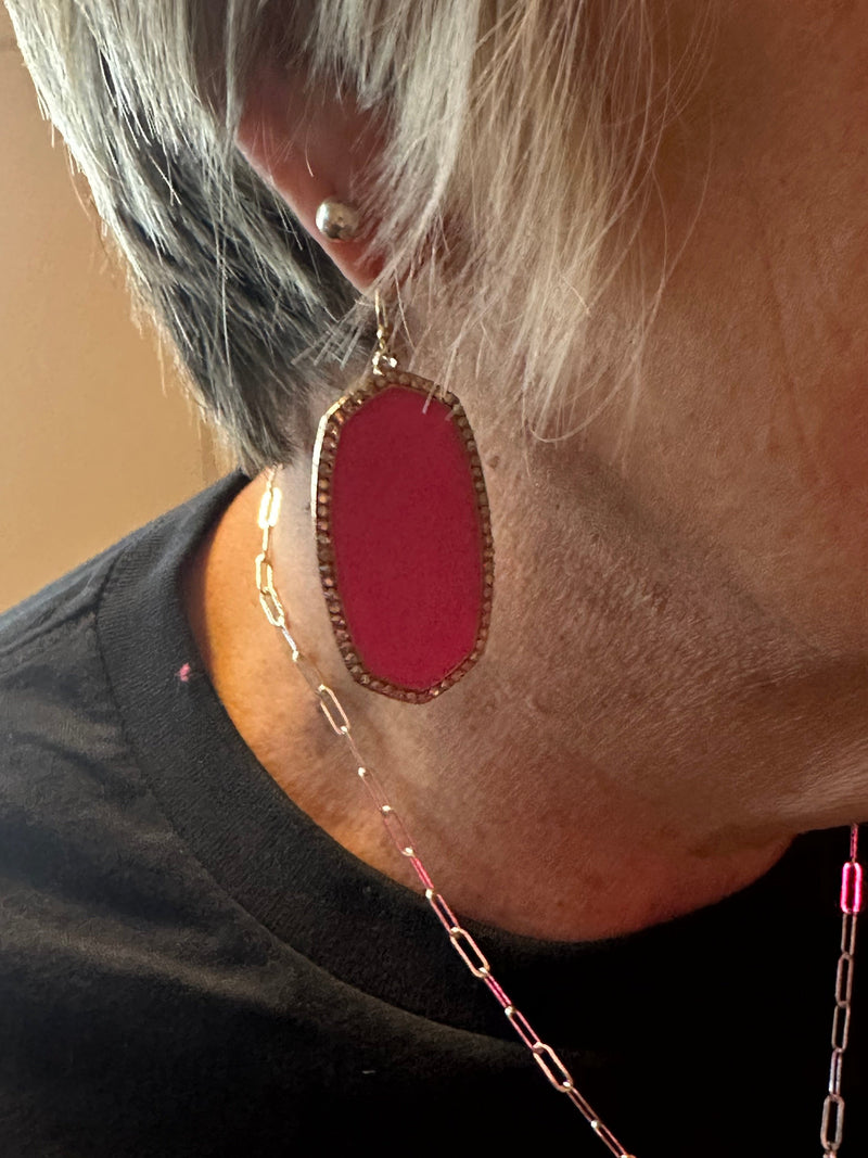 Pink Rhinestone Earrings Rockin The Lace Boutique