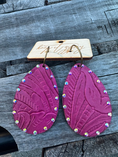 Pink Rhinestone Earrings Rockin The Lace Boutique