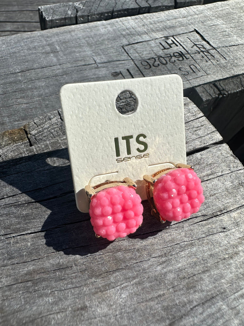 Pink Stud Earrings Waffle Rockin The Lace Boutique