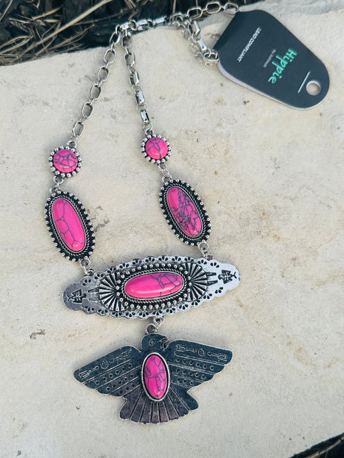 Pink Thunderbird Necklace Rockin The Lace Boutique