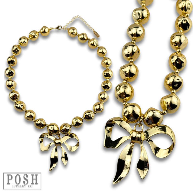 Just A Bow Girl Necklace - Gold