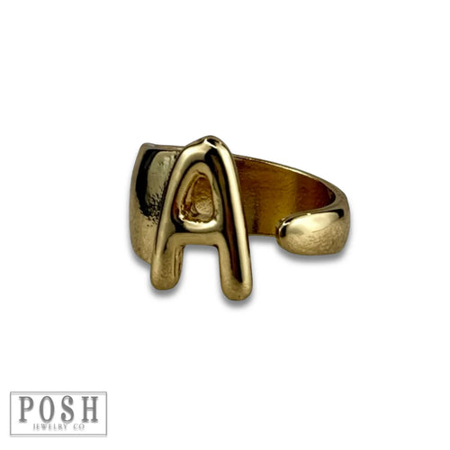 Bubble Letter Initial Adjustable Ring