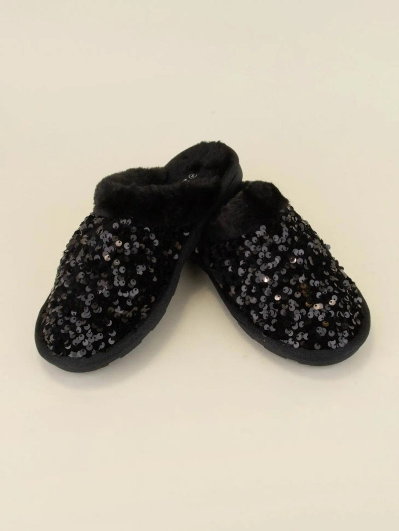 Real Black Sequin Slippers Rockin The Lace Boutique