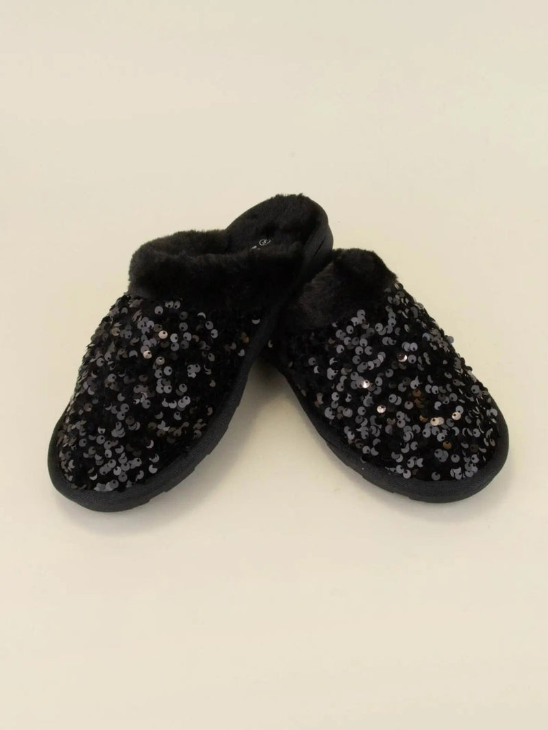 Black online sequin slippers