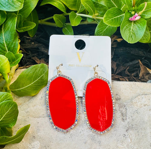 Red Glitter Rhinestone Earrings Rockin The Lace Boutique