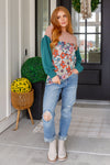 Retro and Ribbed Floral Color Block Top Womens Ave Shops