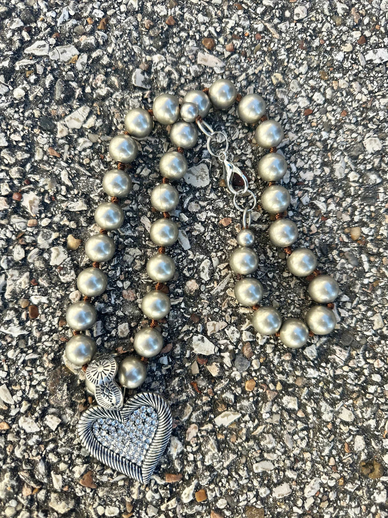 Rhinestone Heart Necklace Rockin The Lace Boutique