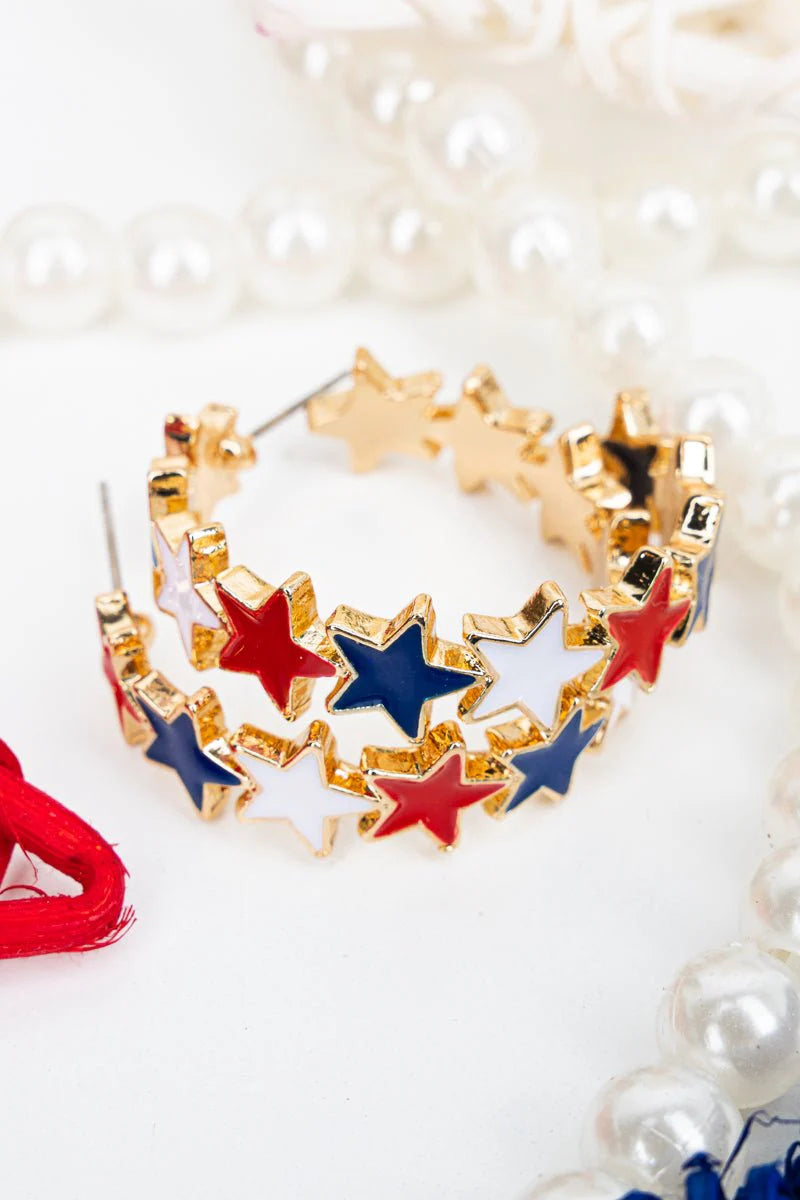 Red White Blue Star Earrings
