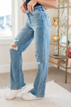 Rose High Rise 90's Straight Jeans in Light Judy Blue Womens Ave Shops