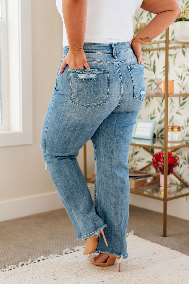 Rose High Rise 90's Straight Jeans in Light Judy Blue Womens Ave Shops