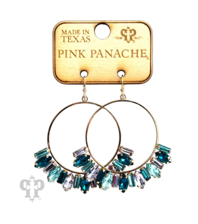 Round Rhinestone Blue Earrings - Pink Panache Rockin The Lace Boutique