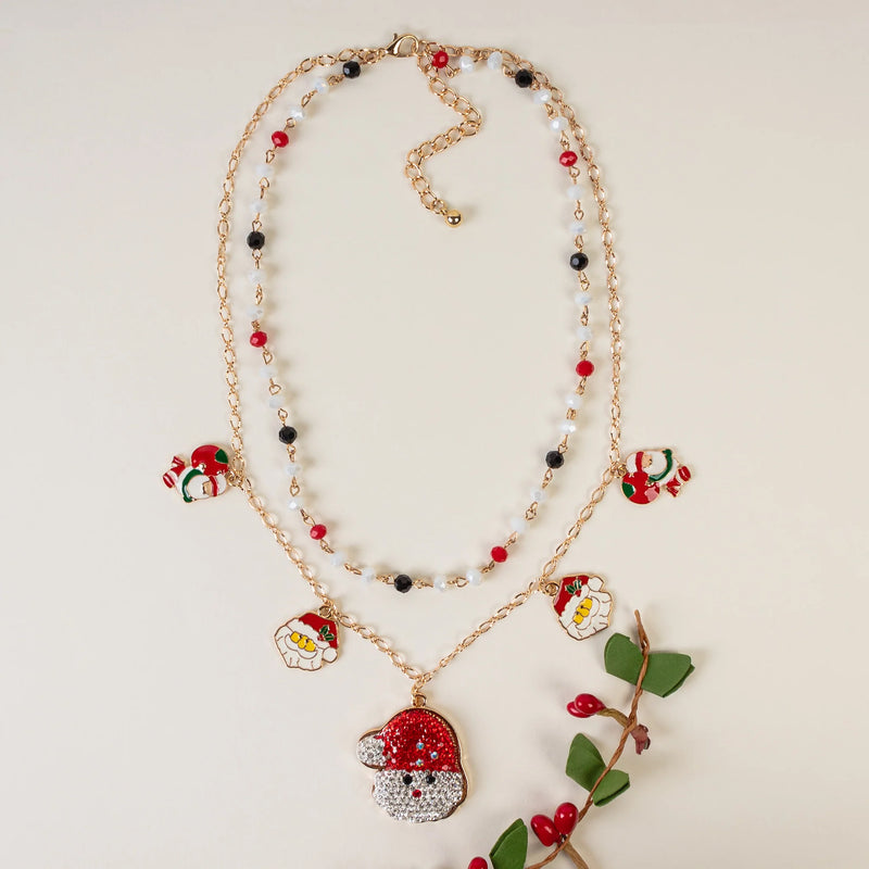 Santa Rhinestone Necklace