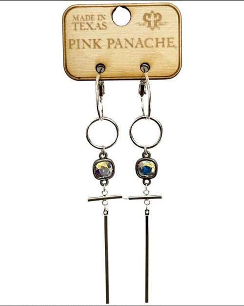 Silver Cross Long Drop Earrings - Pink Panache Rockin The Lace Boutique