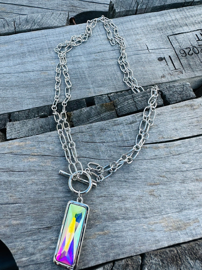 Silver Stone Square Necklace Rockin The Lace Boutique