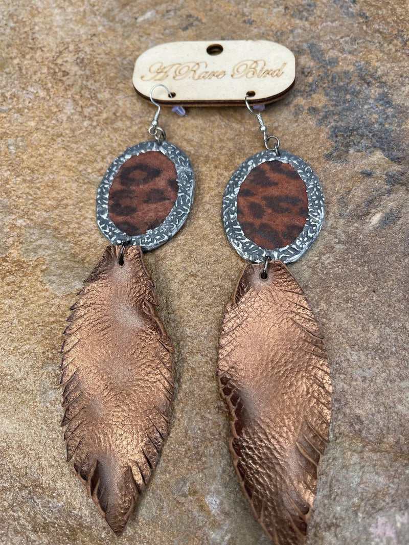 Soldered Leopard Feather Earrings Rockin The Lace Boutique