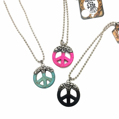 Turquoise Peace Woodstock Necklace - Art By Amy Rockin The Lace Boutique