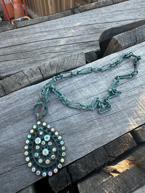 Turquoise Rhinestone Necklace Rockin The Lace Boutique