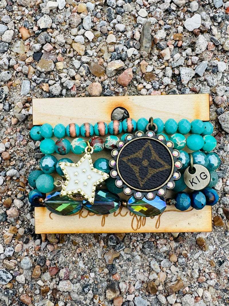 Turquoise Star Upcycled Bracelet Set Rockin The Lace Boutique