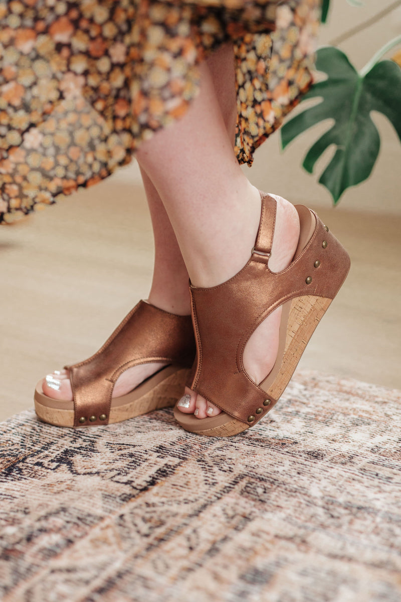 Walk This Way Wedge Sandals in Antique Bronze Womens Ave Shops