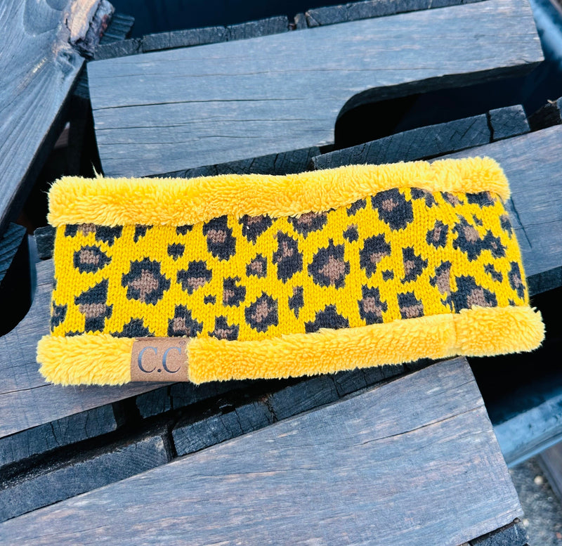 Yellow Leopard Head Warmer Rockin The Lace Boutique