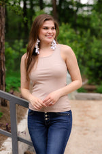 Basic Ribbed Tank Top Taupe / Small Top Rockin The Lace Boutique