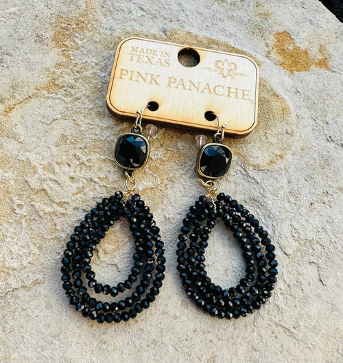 Black Teardrop Earrings - Pink Panache Rockin The Lace Boutique