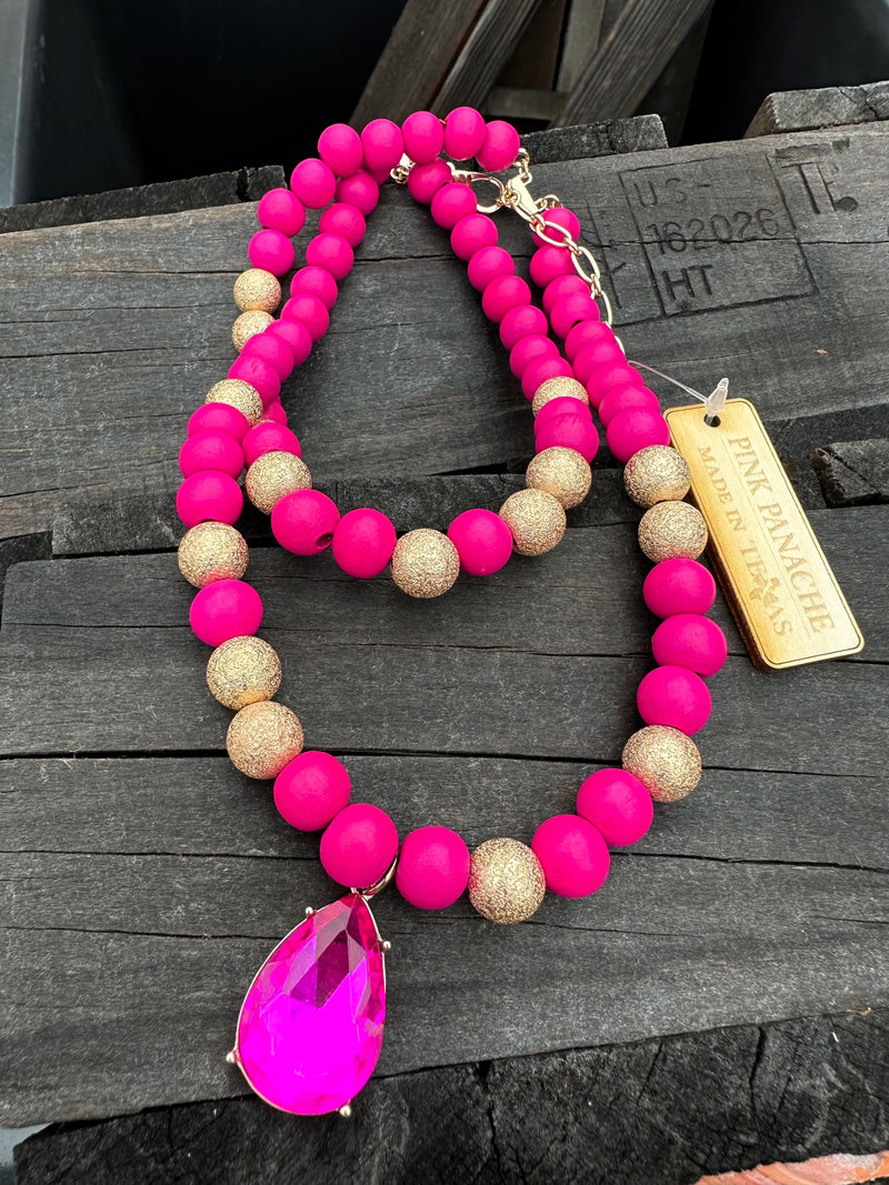 Diamond Pink Necklace - Pink Panache Rockin The Lace Boutique
