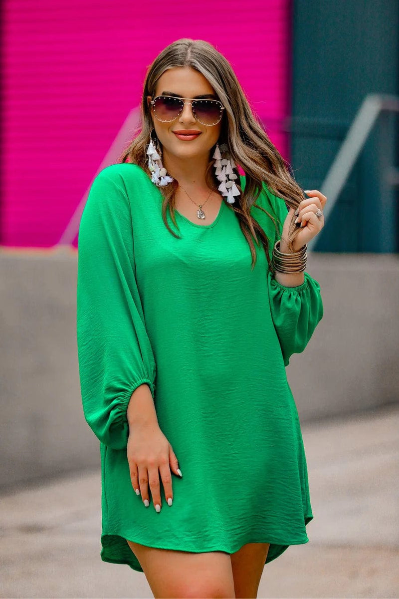 Jessie Balloom Sleeve Dress - Green Rockin The Lace Boutique