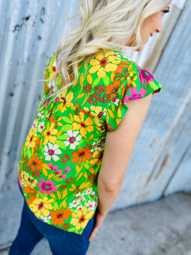 Tropical Vacation Top - Green Clothing Rockin The Lace Boutique